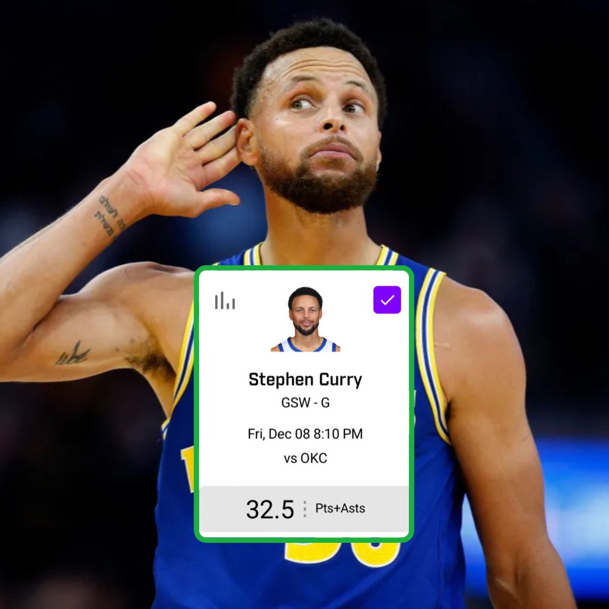 PrizePicksValue's tweet photo. 🚨 #NBA VALUE PLAY: Steph Curry O32.5 Points + Assists! 🔒

✅ Over L5/6 games (30+ mins)
✅ Over L3/3 away games vs OKC
✅ High O/U 236.5

📊 @propsdotcash 

#PrizePicks #GamblingTwitter #PlayerProps #UnderdogFantasy   #DFS #FreePicks #DraftKings      #SportsBetting #BettingTips #GamblingX #PrizePicksNBA #PrizePicksNFL