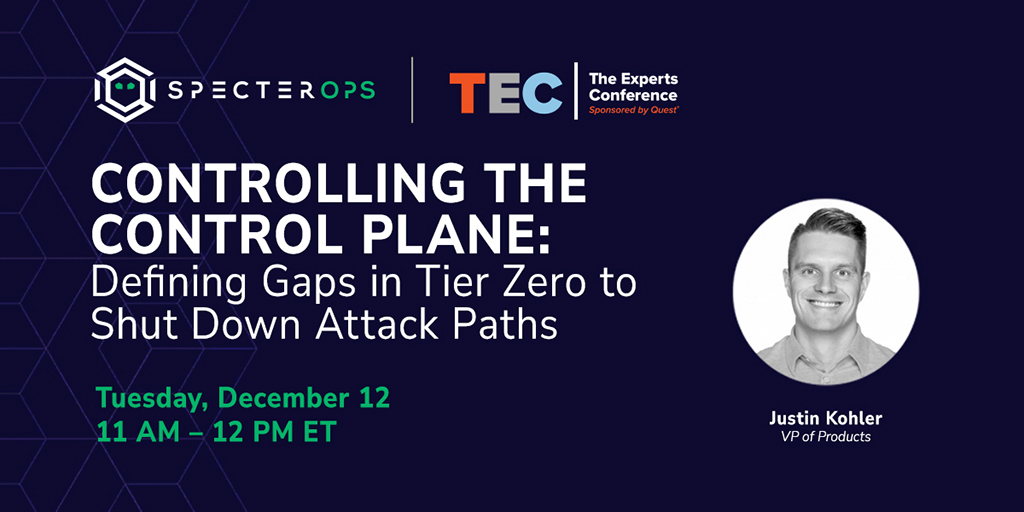 SpecterOps's tweet photo. The Tier Zero concept has existed for 13+ years, but attackers are still succeeding. In his #TECTalk next week, @JustinKohler10 will explore the Enterprise Access Model and why it’s critical for securing identities.
Register 👉 https://t.co/39jtWvM1S2 https://t.co/KPn9Emo783