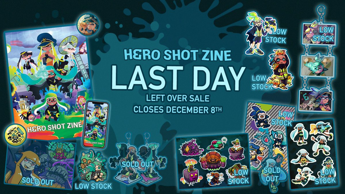 ‼️ ATTENTION AGENTS ‼️
It's now or never! Today is the FINAL DAY for our leftover sale! The shop will close at 11:59pm PST tonight! Get your fresh new gear before it's too late!

🦑 Equip yourself here: heroshotzine.bigcartel.com

[#Splatoon] [#Agent3] [#スプラトゥーン]