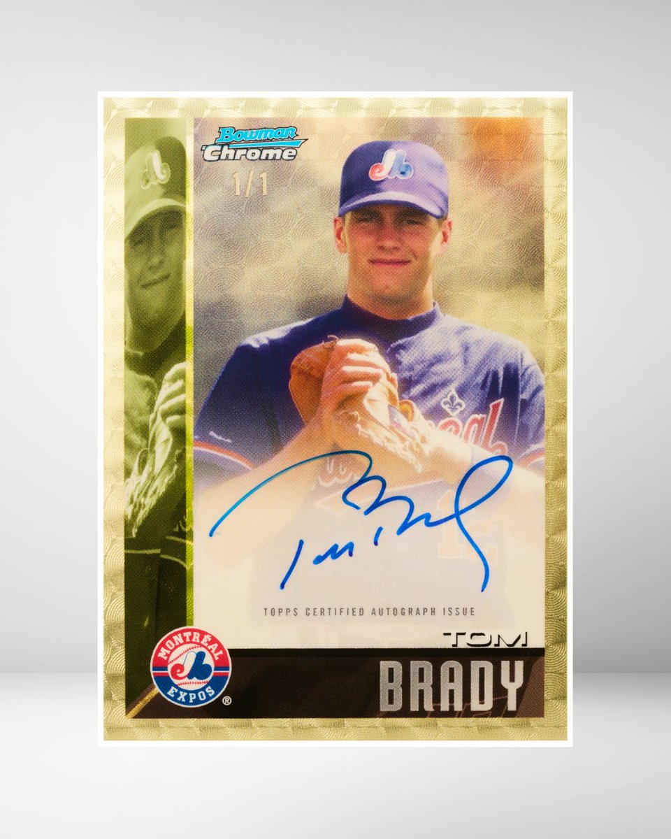 Topps's tweet image. TOM. BRADY. BASEBALL. CARDS. 🤯🐐

Start chasing @TomBrady's Dream Draft Pick cards on 12/12! #BowmanDraft