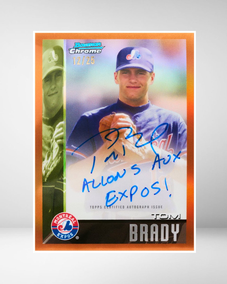 Topps's tweet image. TOM. BRADY. BASEBALL. CARDS. 🤯🐐

Start chasing @TomBrady's Dream Draft Pick cards on 12/12! #BowmanDraft