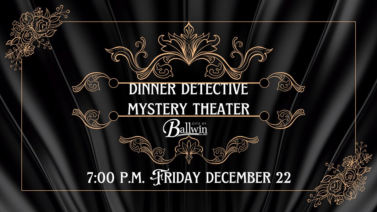 Like solving mysteries?

Come be a detective at our Dinner Detective Mystery Theater on December 22nd! During an evening of "Who Done It", you'll enjoy theatric scenes from actors along with a great catered meal. 21+ only please!

Register today! bit.ly/3Nl1YJU