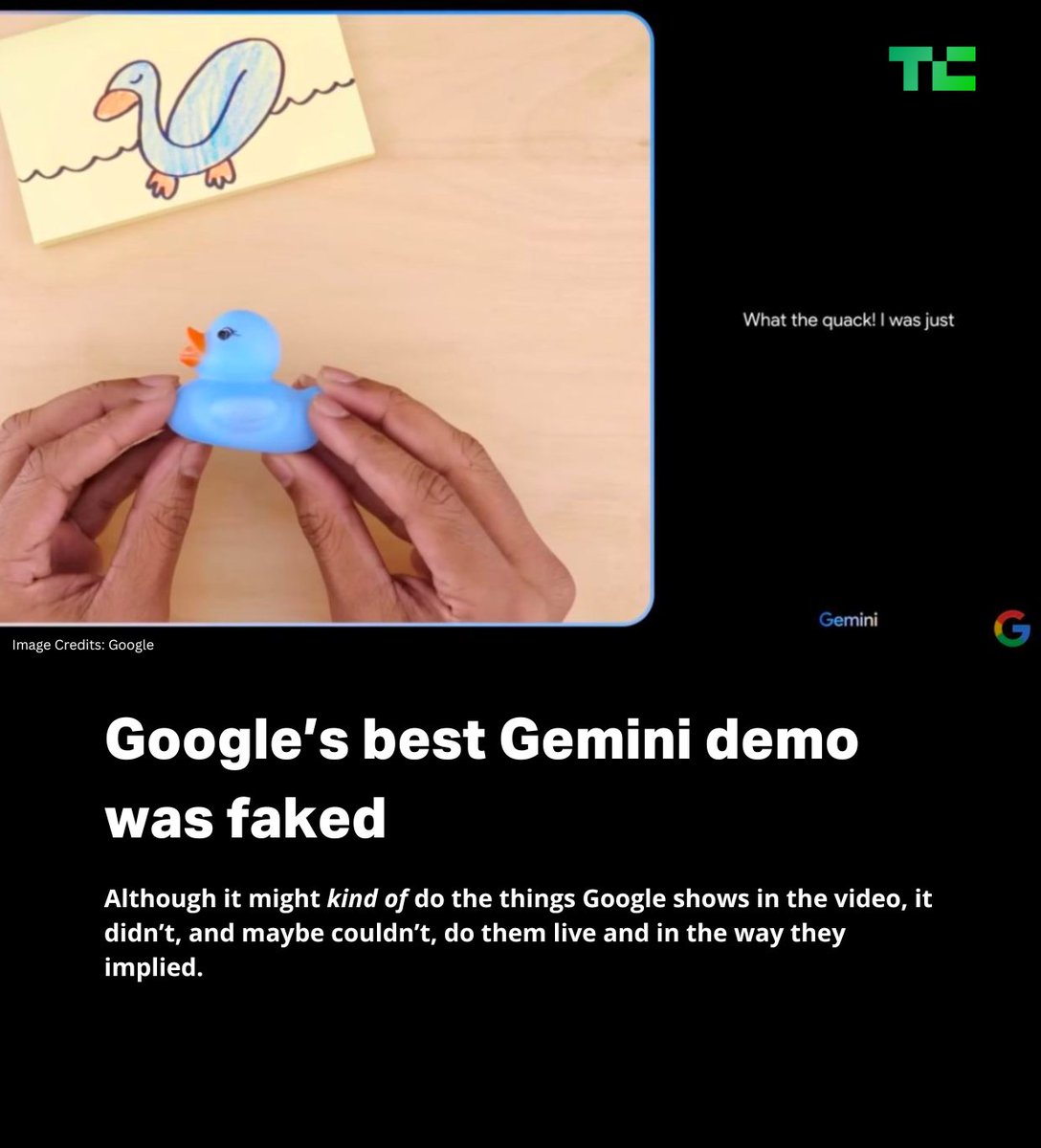 Google released an impressive demo video for its new Gemini AI model. There's just one problem: it wasn't real.

tcrn.ch/4a96wNe