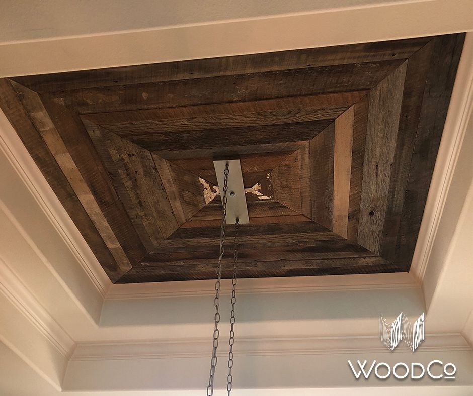 woodcoltd's tweet photo. Wheaton Wallboard accent ceiling! This authentic reclaimed barnwood is one of our most popular wallboards. Check it out here -- https://t.co/xSAspNKoDn
#woodco #reclaimedwood #barnwood #reclaimedoak #antiquewood #wallboards https://t.co/q6d4TZO8SG