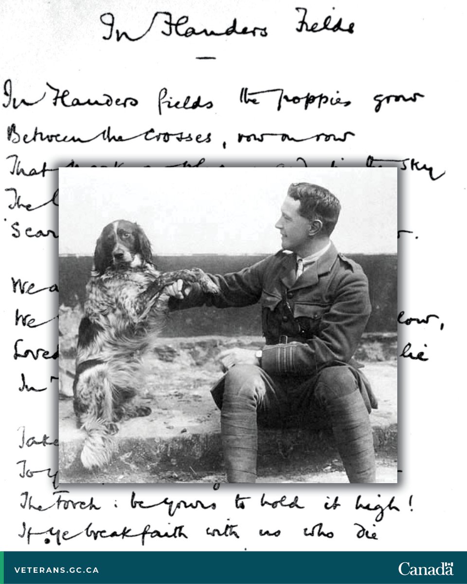 VeteransENG_CA's tweet photo. #OTD in 1915, #InFlandersFields was first published. The poem was written by a Canadian army doctor—John McCrae. Unable to help his friend or the others who had died in battle, McCrae gave them a voice through his poem.

🔗: https://t.co/tnED7odJIM

#CanadaRemembers https://t.co/tkH8c0SNDH