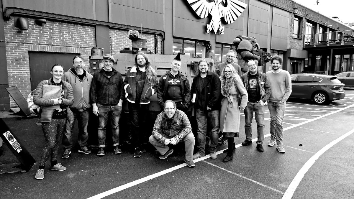WriterVh's tweet photo. Black library Authors - ASSEMBLE!

Sharpies deployed with no mercy at Warhammer World. Thank you &amp; apologies to the very patient staff 😂🖤💀
@squintywitch @GavThorpeCreate @JHillAuthor @_rhubard @FrogCroakley @MikeBrooks668 @jonathandbeer @RobWritesPulp @MalkyDel @jonathandbeer https://t.co/VmAktSJLHG