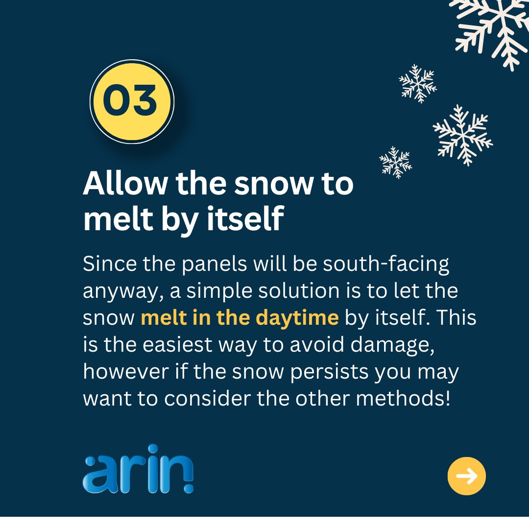 How do you take care of your solar panels in the winter? 🤔

It's important to protect your solar panels in the snowy season!

❄️ Use a garden hose
❄️ Rooftop rake
❄️ Allow the snow to melt

Let's keep those solar panels working efficiently! ☀️

#SolarPanelCare