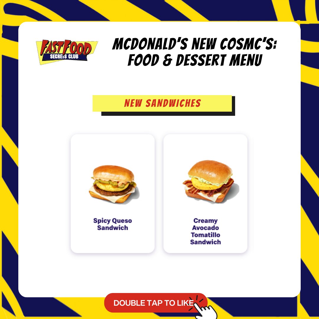 thefastfoodclub's tweet photo. 1/2 ๐ Browse the exciting food and dessert menu of @mcdonalds new spinoff store, @cosmcs! ๐
#fastfoodsecretsclub #fastfoodsecrets #CosMcs #McDs #McDonalds #newmenualert #newstorealert https://t.co/cgf2Ws7J3G