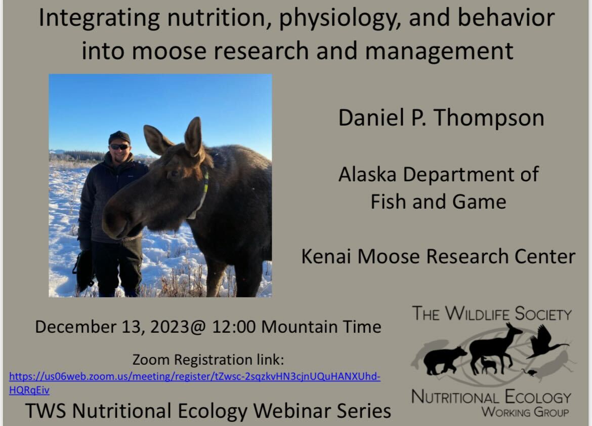 Nutritional Ecology Working Group (NEWG) (@newg_tws) on Twitter photo Join us Dec 13th for our second talk on the NEWG webinar series! To register please go to: wildlife.org/newg/webinar-s… Join us Dec 13th for our second talk on the NEWG webinar series! To register please go to: wildlife.org/newg/webinar-s…