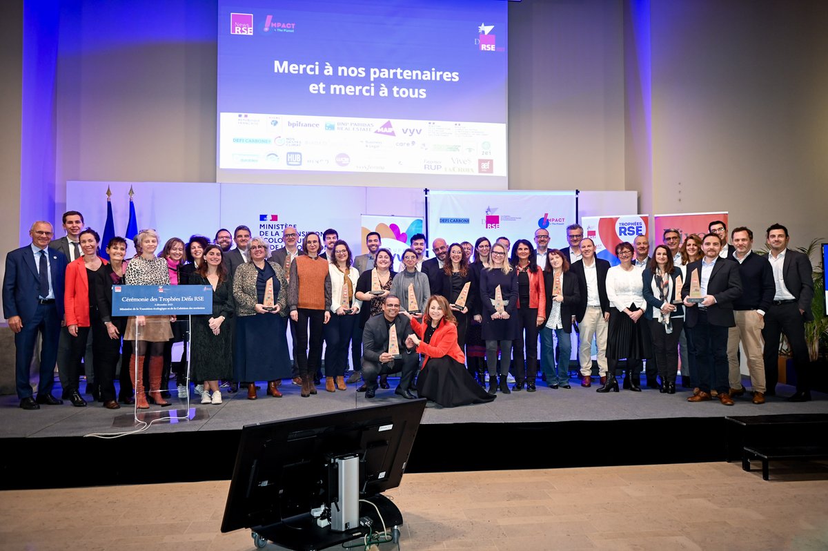 🏆Retour en image sur la Cérémonie de remise des Trophées Défis RSE 2023 qui a eu lieu ce mercredi 6 décembre au Ministère de la Transition écologique et de la Cohésion des territoires🏆

Félicitations aux Lauréats ! 😊

photo ©News RSE/François Tancre