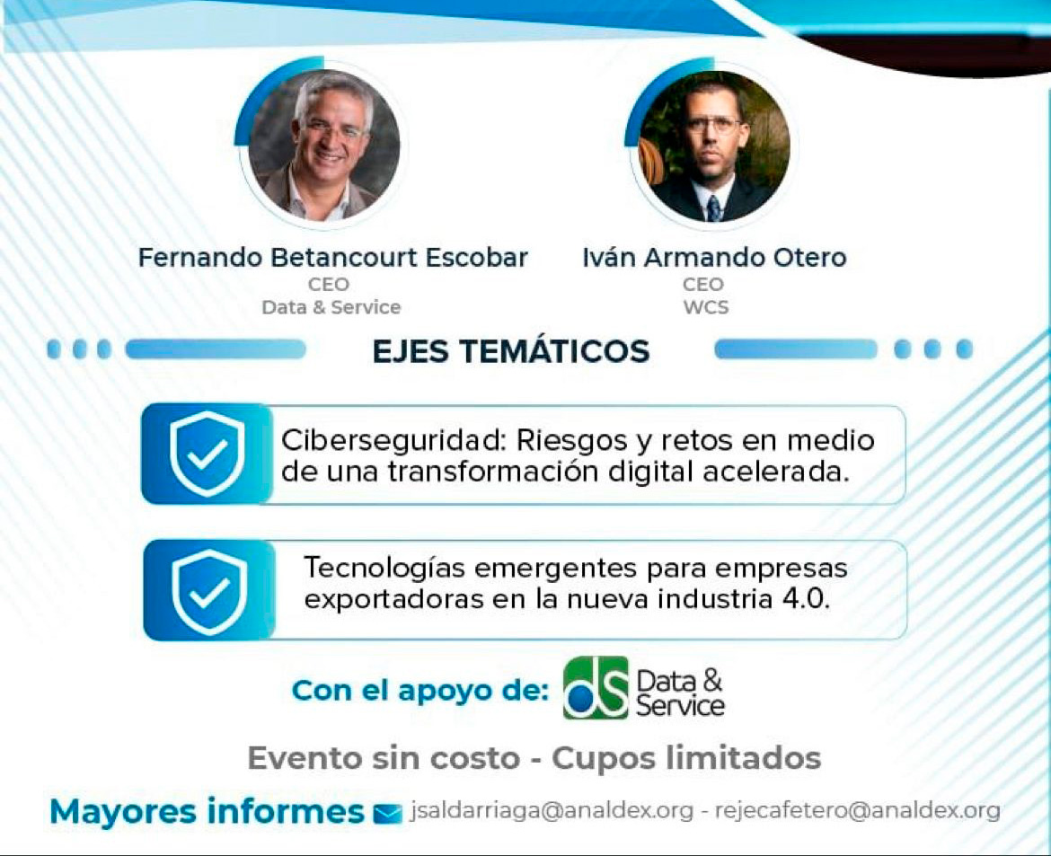wcslat's tweet photo. Fuimos invitados a participar como ponentes en el Webinar de Analdex, donde nuestro CEO @ioteroj  nos hablará de Tecnologías emergentes para empresas exportadoras en la nueva industria 4.0. @wcslat https://t.co/R0npU3r7g6