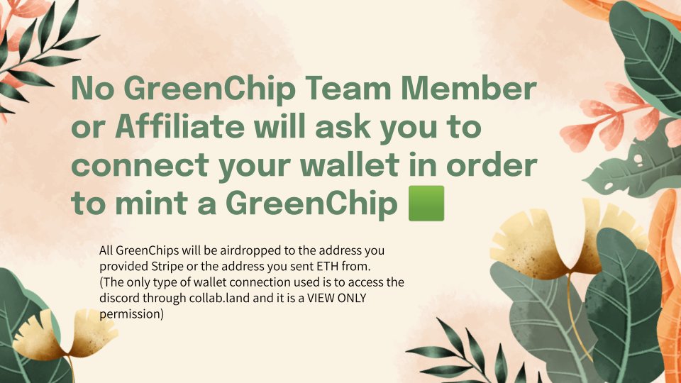 TheGreenChip's tweet photo. 17) Web3 Safety. All GreenChips are distributed through airdrops. 🪂 https://t.co/tPaoTBktSI