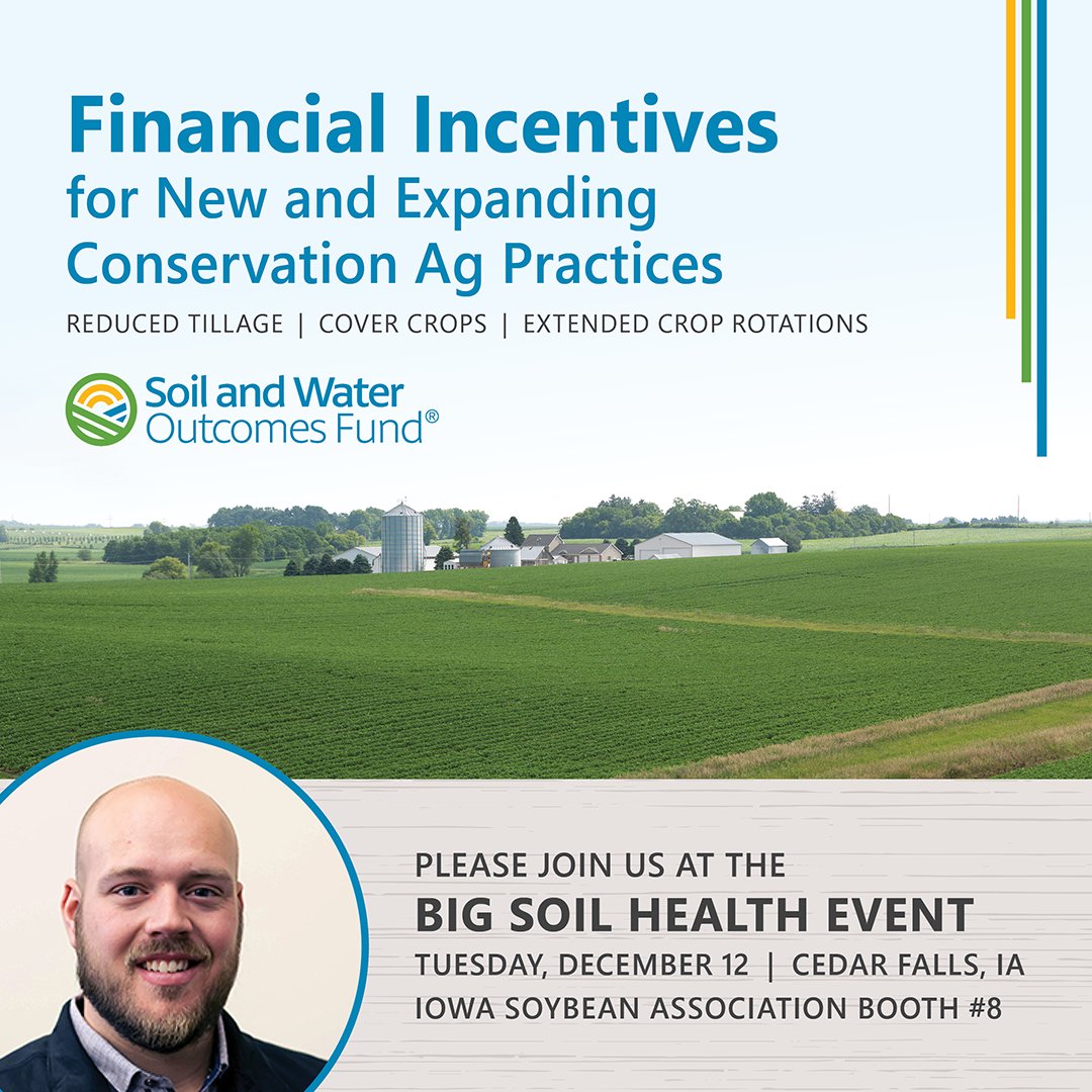 Soil and Water Outcomes Fund (@outcomesfund) on Twitter photo It's almost time for the #BigSoilHealthEvent! SWOF's Brogan Schanz is excited to join our friends at the <a href="/IowaSoybeans/">IowaSoybeans</a> booth #8 this Tuesday, Dec. 12. Ask Brogan about earning extra $$ from on-farm #conservation practices. More details here: theoutcomesfund.com/events
#AgTwitter It's almost time for the #BigSoilHealthEvent! SWOF's Brogan Schanz is excited to join our friends at the <a href="/IowaSoybeans/">IowaSoybeans</a> booth #8 this Tuesday, Dec. 12. Ask Brogan about earning extra $$ from on-farm #conservation practices. More details here: theoutcomesfund.com/events
#AgTwitter