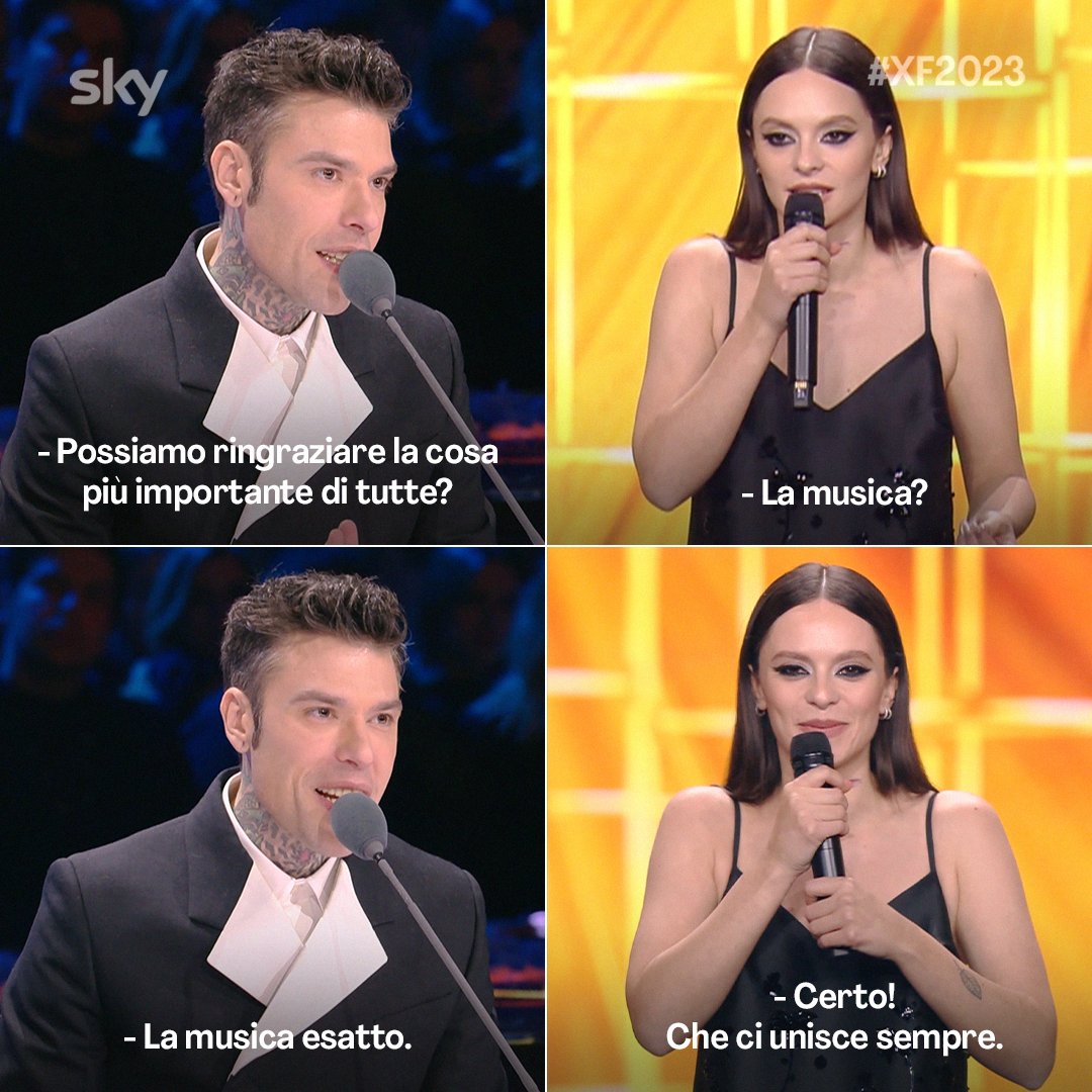 XFactor_Italia's tweet photo. Che dire se non: "Ringraziamo la cosa più importante di tutte, LA MUSICA!" #XF2023 https://t.co/AjNh2oEgoa