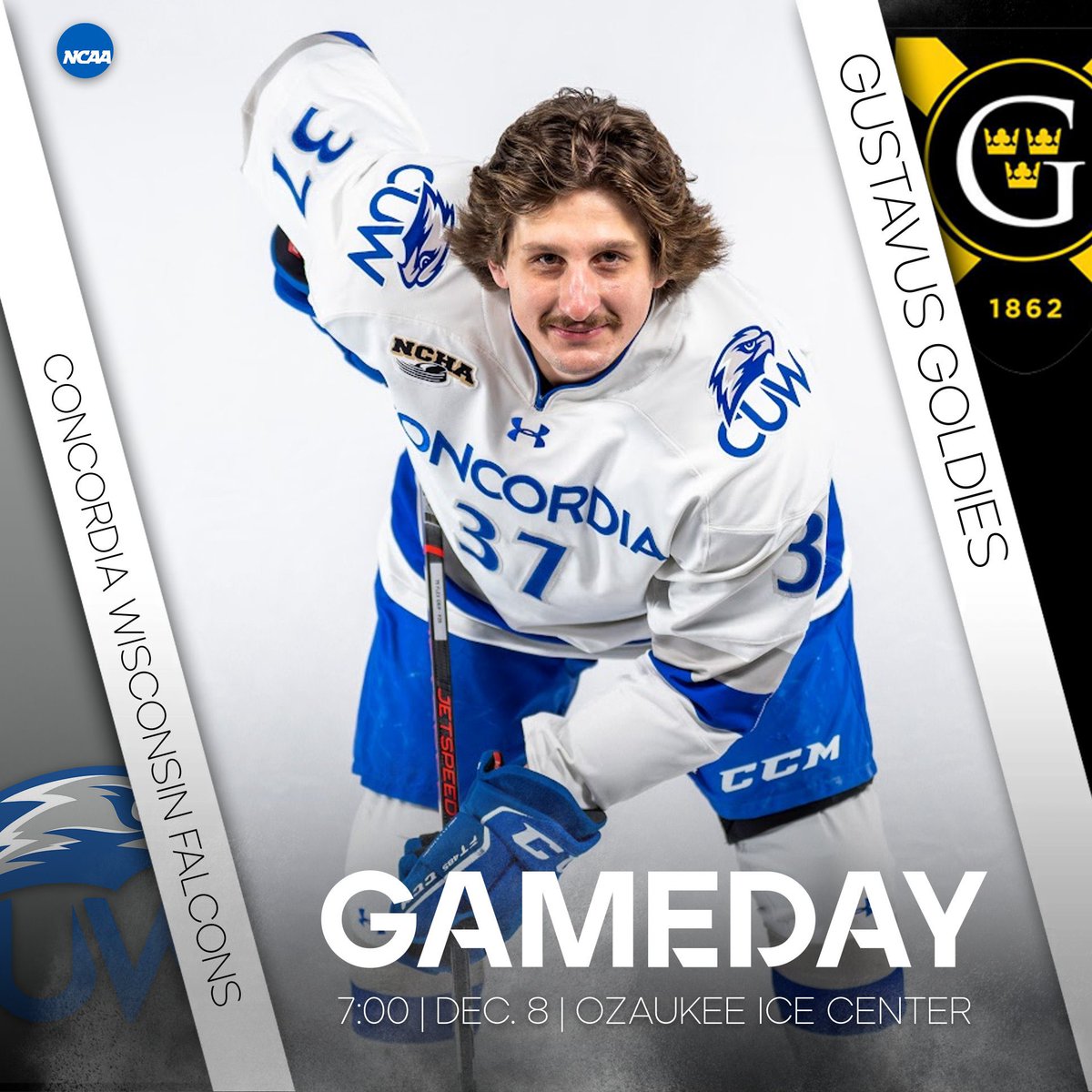 GAMEDAY!!

Last home weekend of 2023!
🆚 @GustavusMHockey 
⏰ 7:00 PM
🏟️ <a href="/OzaukeeIce/">Ozaukee Ice Center</a> 
📍 Mequon WI
📺 cuwfalcons.com/links/g4jig5
📊 cuwfalcons.com/sports/mice/20…