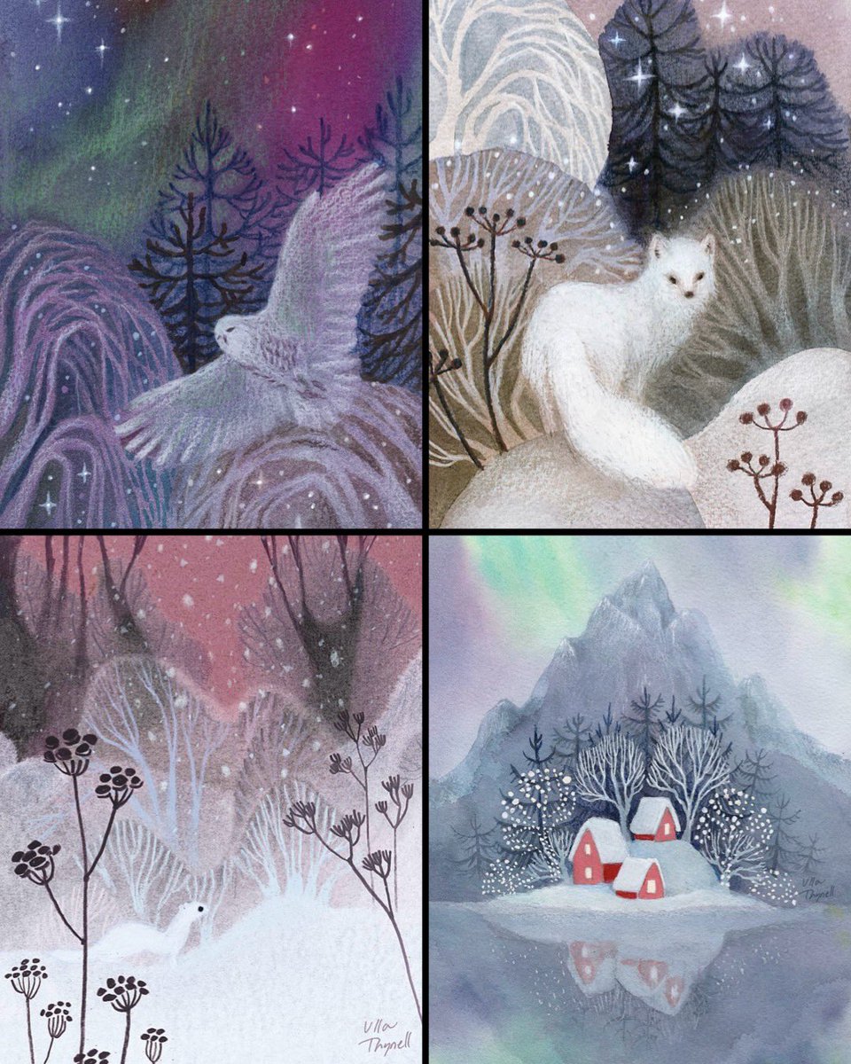 TitaniasRealm's tweet photo. The beauty of the Nordic winter as depicted by Finnish artist Ulla Thynell https://t.co/rXvHuv5HiG