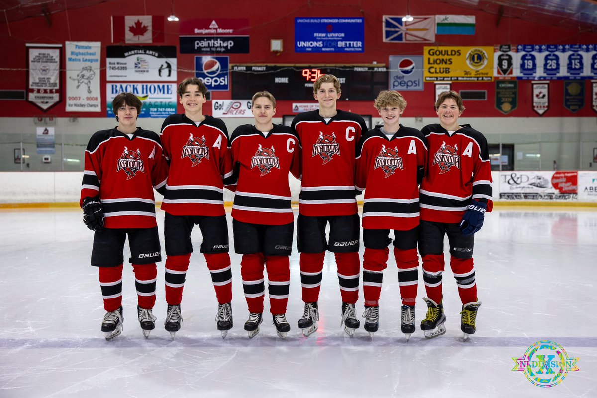 Introducing the 2023-24 Leadership Group for The U16AAA East Coast Fog Devils. L-R Beatty, Fardy, Ryan, Moores, Hodder &amp; Sears. Fine group of Young Lads!!
