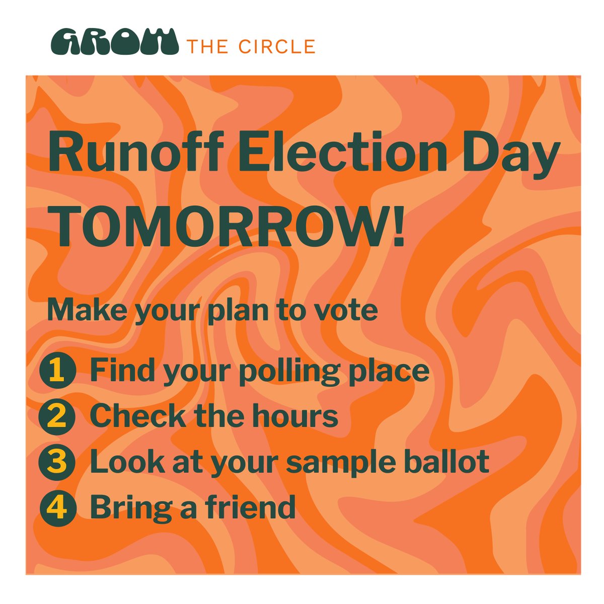 ⚠️ TOMORROW is runoff election day (mayor, city controller, city council) from 7AM to 7PM! Only ~11% of registered voters have turned out for runoff early voting, so make sure your voice is heard! Vote Centers Map: harrisvotes.com/Vote-Centers Sample Ballot: harrisvotes.com/Voter/Whats-on…