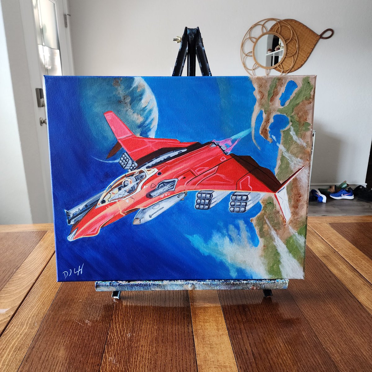 NorthwoodsArt's tweet photo. “The Insanity From Starshatter” is a 16×20 acrylic painting from the Starshatter book series of Awesome’s “insanity" Starfighter. This one is available! Ask me for the link, or to get started on a commission!
#starshatter #indiebook #newauthor #custompainting #newartist https://t.co/GnW73Ws09r