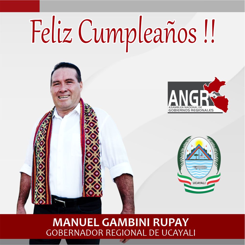 ¡Feliz cumpleaños, Gobernador Manuel Gambini Rupay! Celebramos su día especial reconociendo su compromiso y gran labor por Ucayali. Le deseamos un año lleno de salud, éxito y logros. ¡Que siga cosechando éxitos en su gestión! 🇵🇪