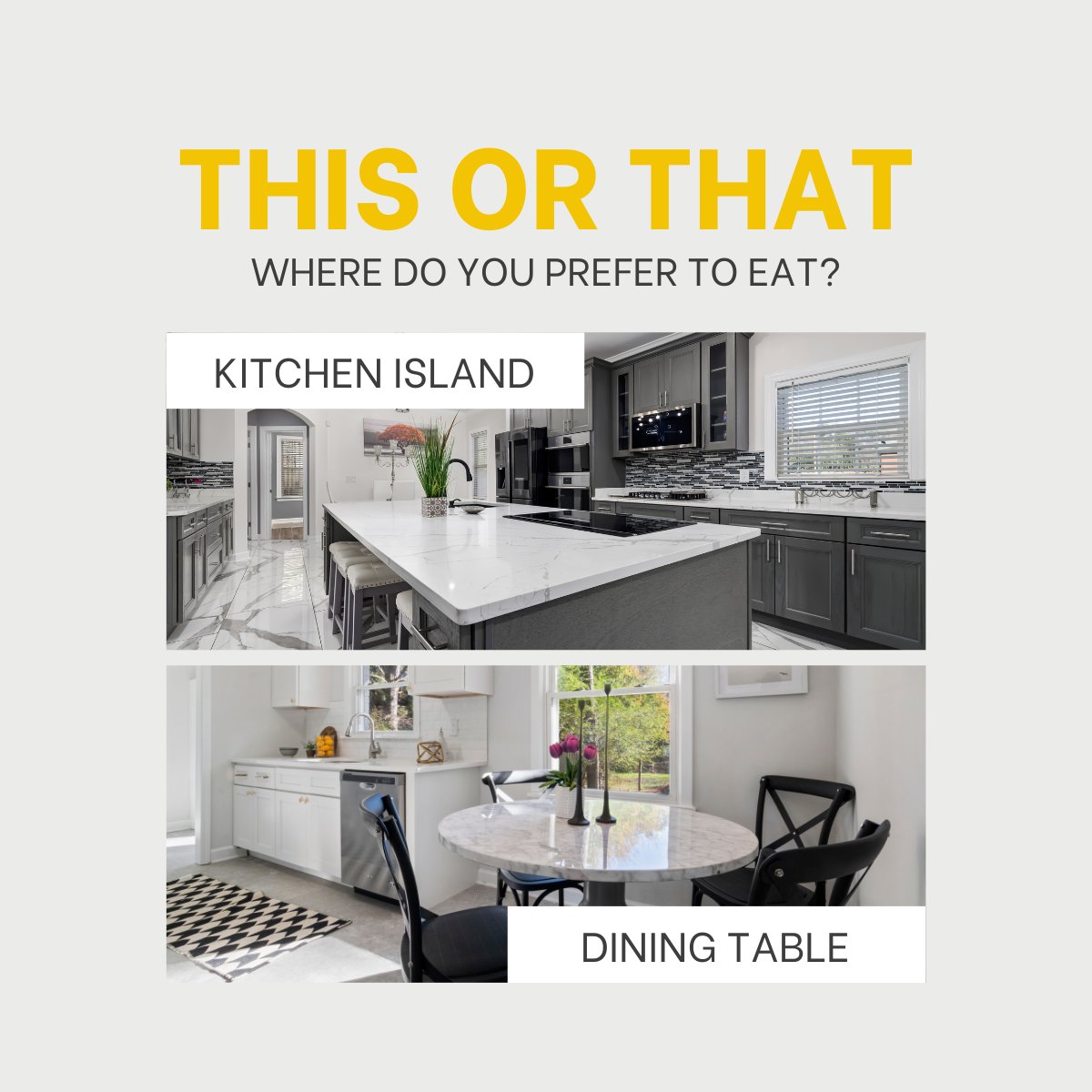 Choose the ideal home dining spot, be it the casual kitchen island or the formal dining table. Where's your favorite spot to savor life's moments?

#homedining #kitchenisland #diningtable #familygatherings #gattagroup #bairdandwarner #chicagorealestate #chicagorealestateagent