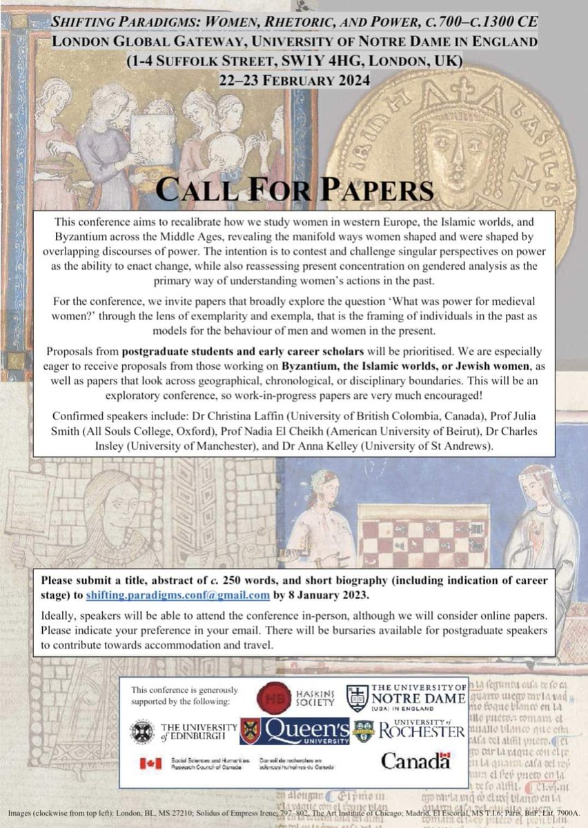 Conference on medieval women in February in London. Looks ideal for papers that are very much work-in-progress.