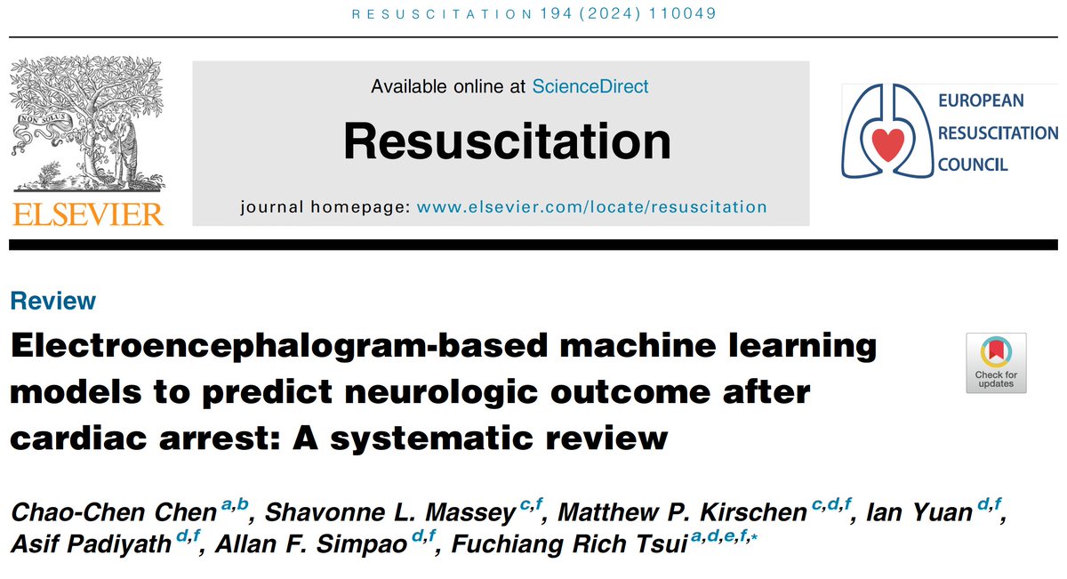 richtsui's tweet photo. Glad to share our recent work published in Resuscitation: “Electroencephalogram-based machine learning models to predict neurologic outcome after cardiac arrest: A systematic review“ . @CHOPDBHi @CHOP_Research @tsuilab https://t.co/3e84WVdUfN https://t.co/XOTpckxRdt