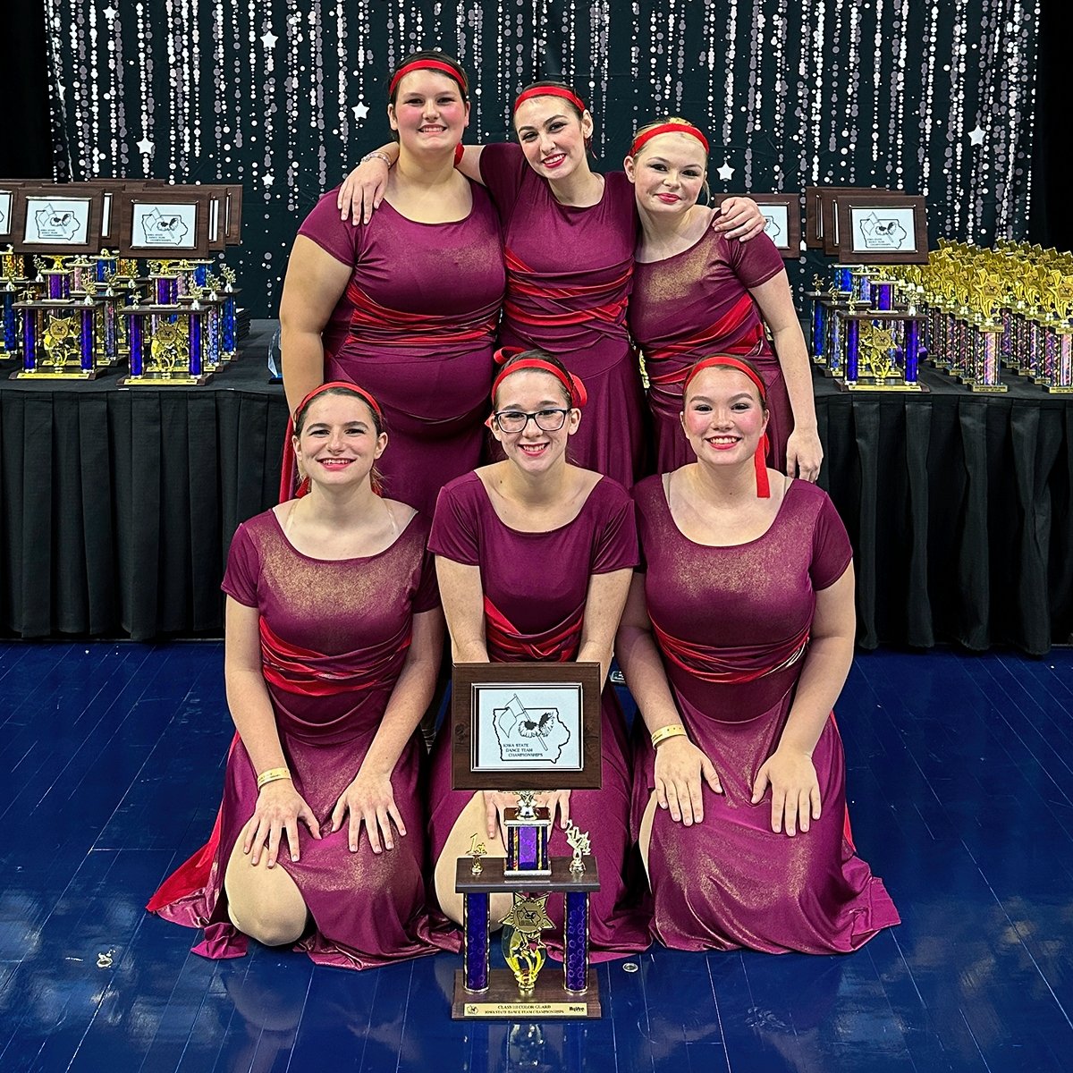 dbqschools's tweet photo. Congrats to our @DBQSeniorRams Color Guard on their impressive performance @TheISDTA 2024 State Championship! The team walked away with the Class III State Title and Anna McClain won 5th place as a top 10 finalist in the Solo Class II Division. #DBQSchoolsProud  #ThreeRamClap https://t.co/9EhDhHTRs4