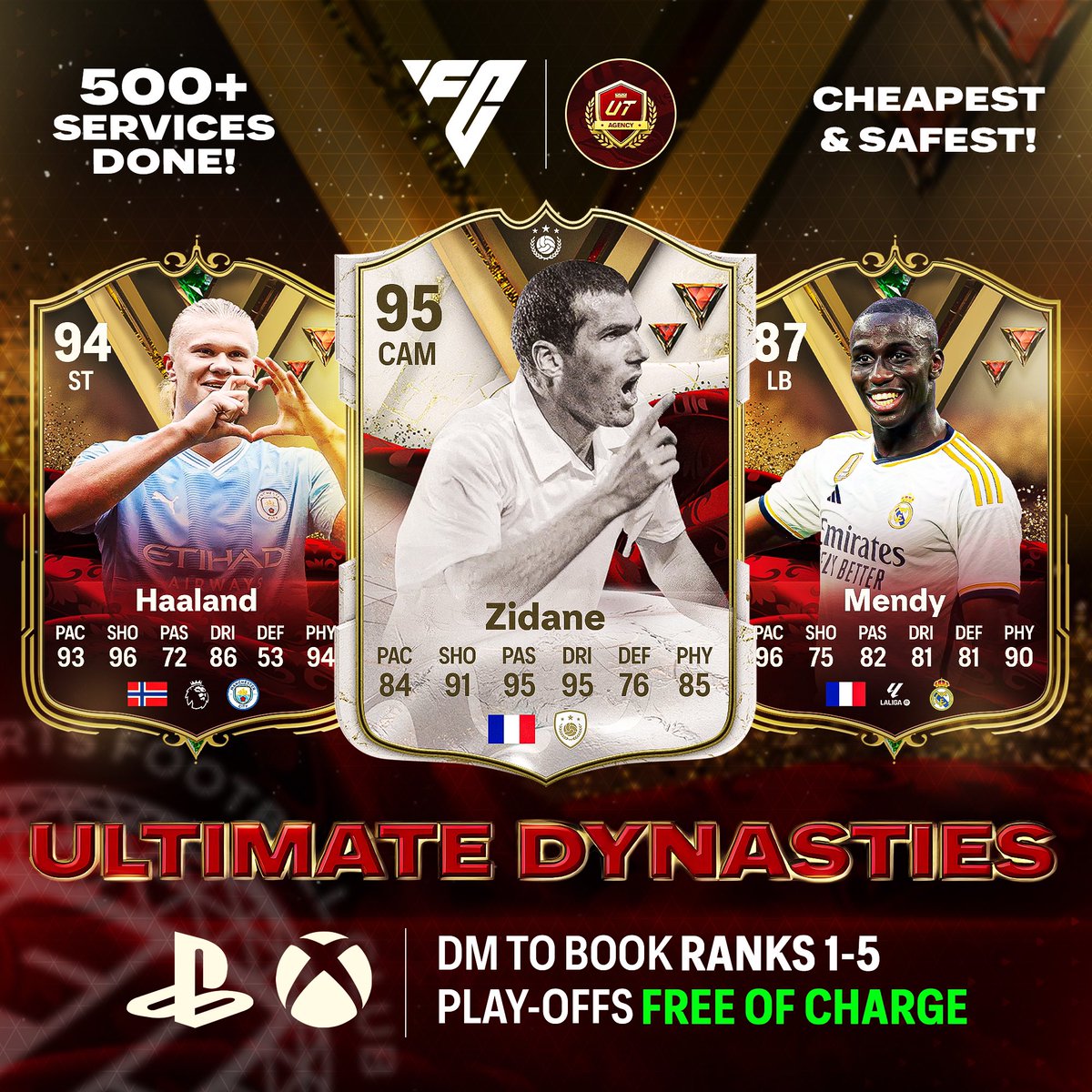 FUT_Agency's tweet photo. 𝐔𝐥𝐭𝐢𝐦𝐚𝐭𝐞 𝐃𝐲𝐧𝐚𝐬𝐭𝐢𝐞𝐬 has arrived! 🔥

Book your WL spots with the 𝐛𝐞𝐬𝐭 provider out there 🐐

• Xbox &amp; PS, ranks 1-5 🛡️
• Games played by pro players 🎮
• 🆓 WL playoffs when you order!
• Cheap, reliable and safe 🔐

DM now for pricing &amp; any info!📨 https://t.co/JIWyqgK2Q6