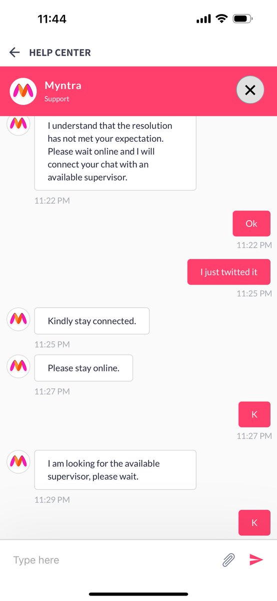 Mou9474's tweet photo. @myntra @MyntraSupport order id OrderID #1253784 26686020448701 was in cancellation in progress status since last 24 hr.I contacted with myntra support but they didn’t help me at all and put my chat status in I am out mode. 
Most exhausted experienced.Refund my money now https://t.co/pAfIUN8fYx