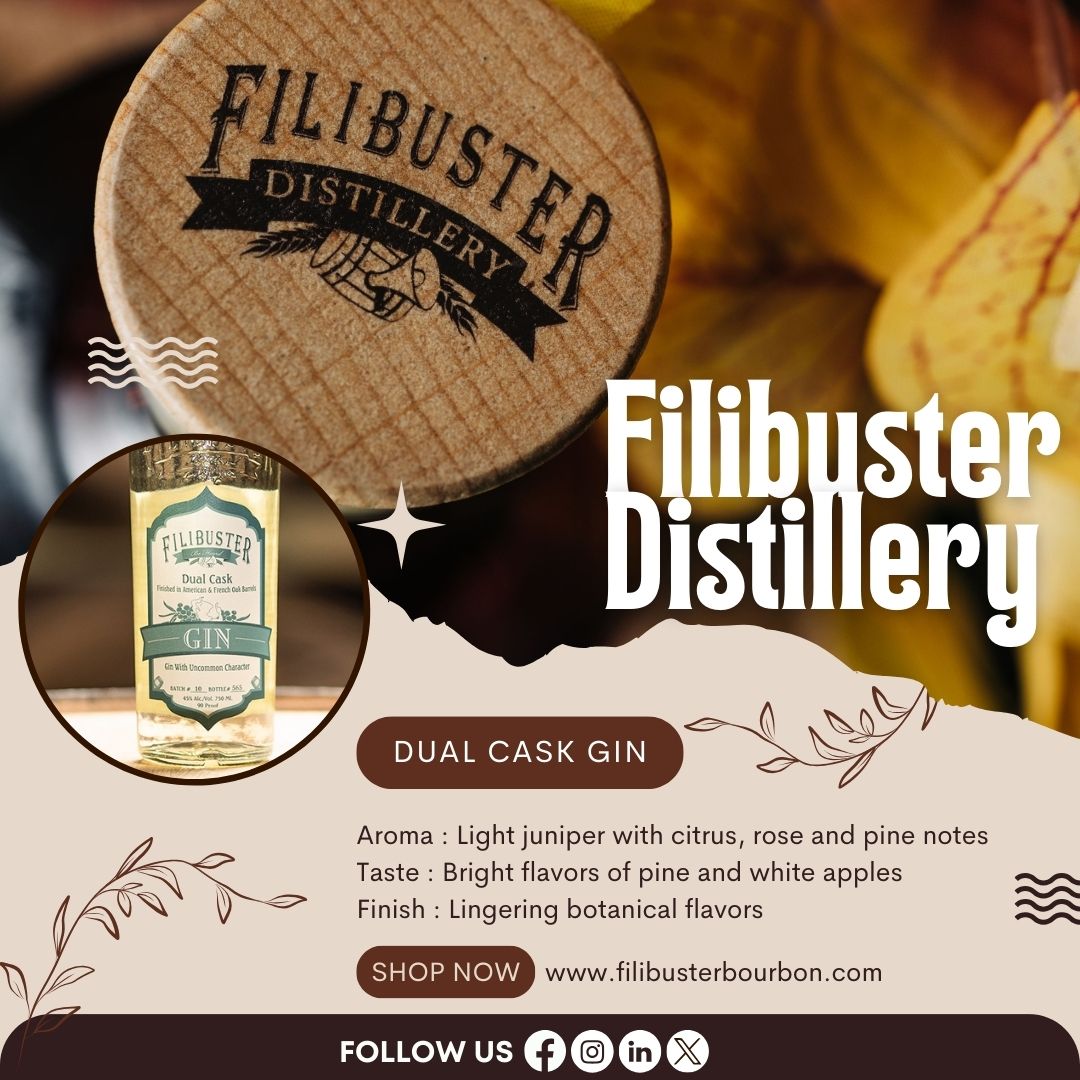 FilibusterDC's tweet image. Elevate your spirits with the refined taste of Filibuster Dual Cask Gin - where tradition meets innovation in every sip. 
#GinEnthusiast #CraftedElegance
