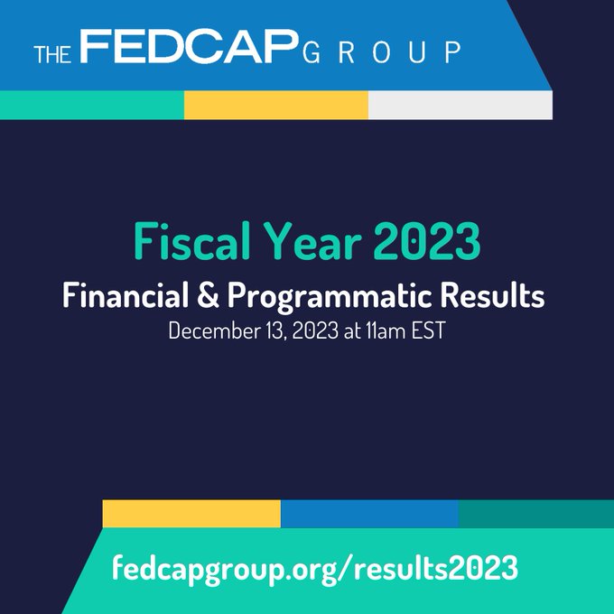 fedcaprehab's tweet photo. On Wednesday, December 13th, Fedcap Rehabilitation's parent company The Fedcap Group will release its FY23 Full-Year Financial and Programmatic Results. Join us for this important announcement. Register here: https://t.co/oH0KVeJeHj https://t.co/ApUtK1IS8Q