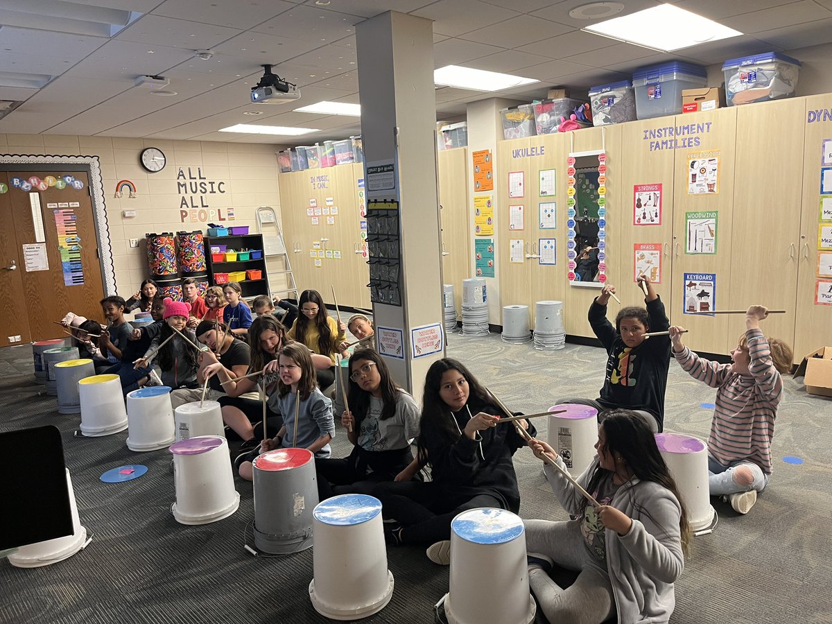 One of my favorite times of year. These sweet fifth graders are going to rock their Winter Singalong bucket drumming! Makes my music teacher heart proud to have students willing to practice during recess.