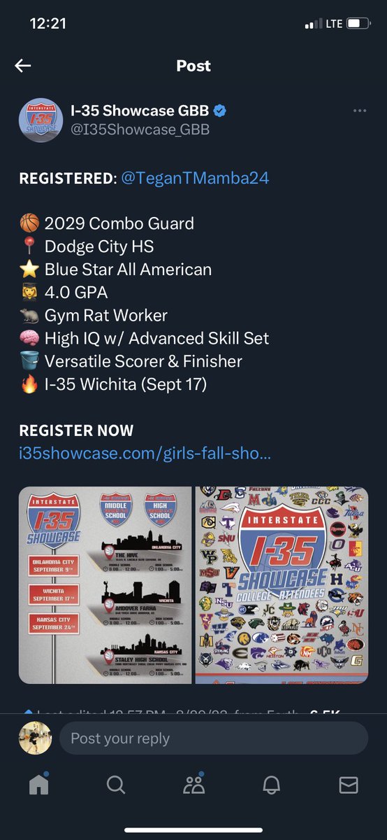TeganTMamba24's tweet photo. 23 National Evaluations / Honors
@ELITEisEARNED @ChrisHansenPSB @BClayTraining @BrandonClayPSB @bclayrecruiting @JrAllStarBB @JrAllStar_KS @BlueStarBB @risingbluestar1 @BlueStar30s @BlueStarMedia1 @PGHKansas @lexdesir @sheputsinwork @PhDHoops @sportsinkansas @CatchItKansas https://t.co/dLB2yreTbf