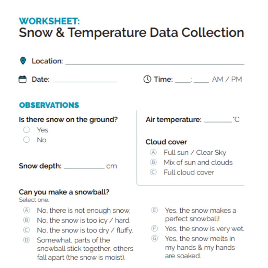 EcoSpark_Env's tweet photo. @SkNOWLEDGECo and @EcoSpark need your help collecting local snow data this winter! 📏🌡️ Using a ruler and thermometer and engaging in hands-on fun making snowballs, you’ll record your observations on a simple data sheet and submit them to https://t.co/WHLNzXtqLq. ☃️❄️ https://t.co/OskSKx0sFL