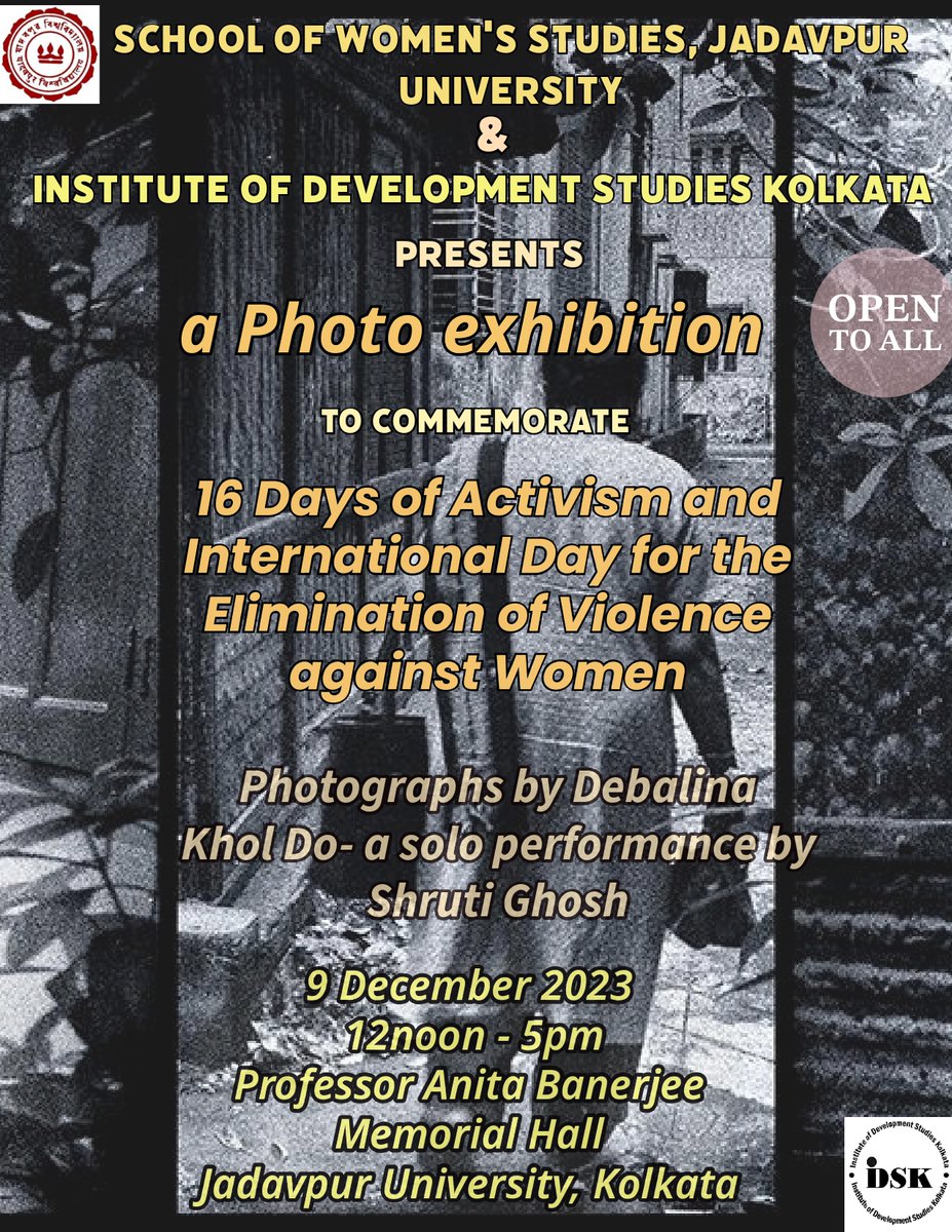 Tomorrow, 9th December, from 12-5 p.m. at Anita Banerjee Memorial Hall, Jadavpur University, Kolkata.
Do come if you are free 📷