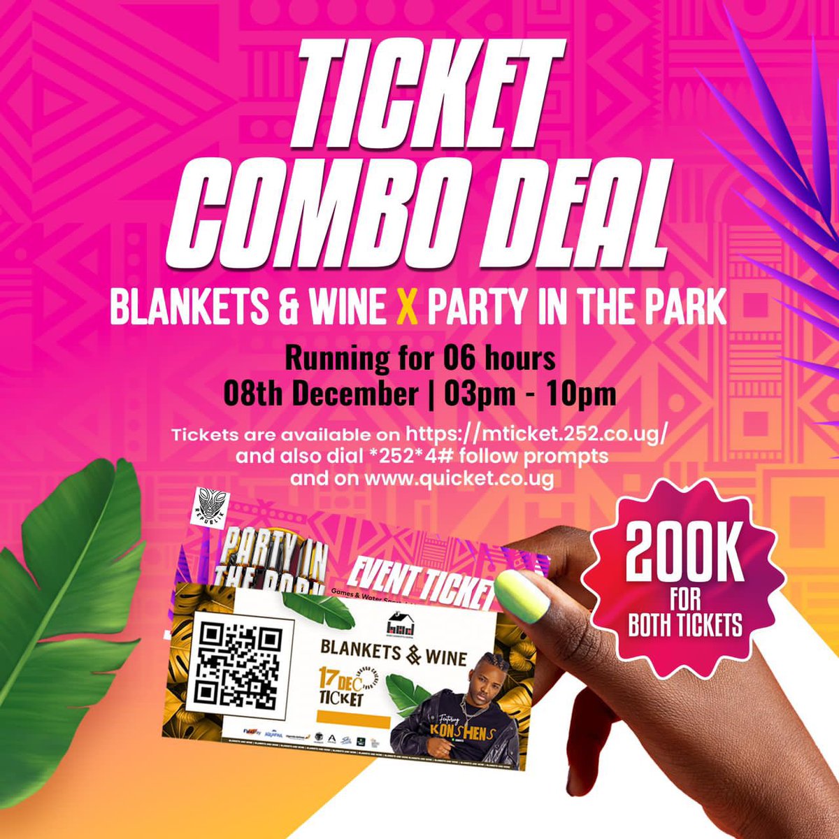 partyinthparkug's tweet photo. Remember we have a combo offer for @partyinthparkug + @BlanketsNWineUG closing in the next 20 minutes . Check poster for details
#PartyInTheParkUG https://t.co/HAC86IrWtl