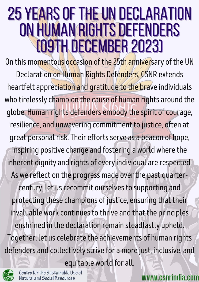 @CSNR_India @UNHumanRights @UN #HumanRights #HumanRightsDefenders