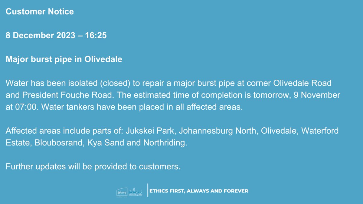 Johannesburg Water tweet media