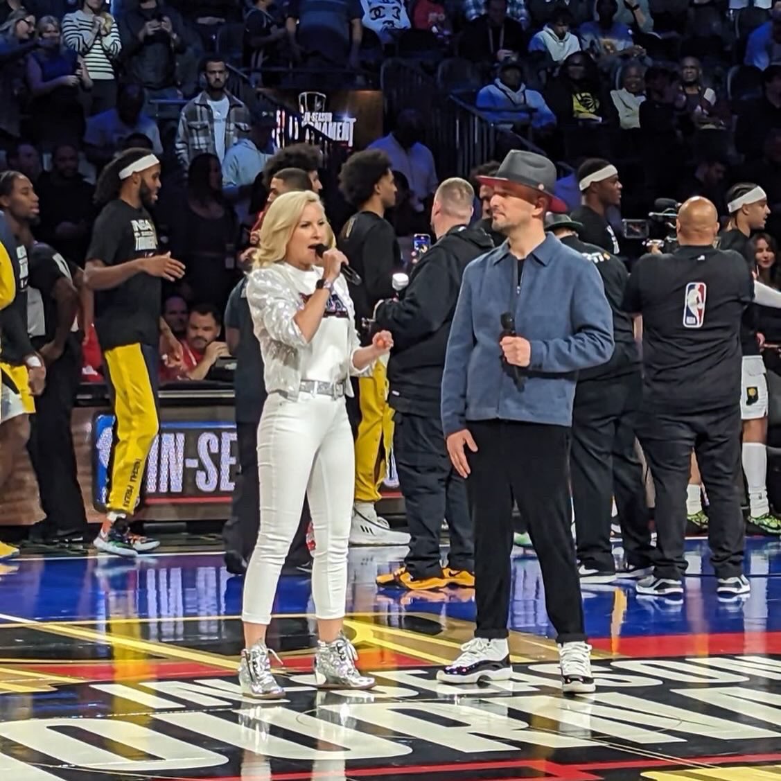 CJSimpson_'s tweet photo. The inaugural @NBA IN-SEASON TOURNAMENT SEMIFINALS.✅🏀 Cherishing every moment.✨ See you at the In-Season Tournament Championship game this Saturday Lakers vs. Pacers!🏆
#nba #nbainseasontournament #semifinals #ingamehost #host #emcee #blingbling #grateful #thankful #passion https://t.co/PsXCwj8rWH