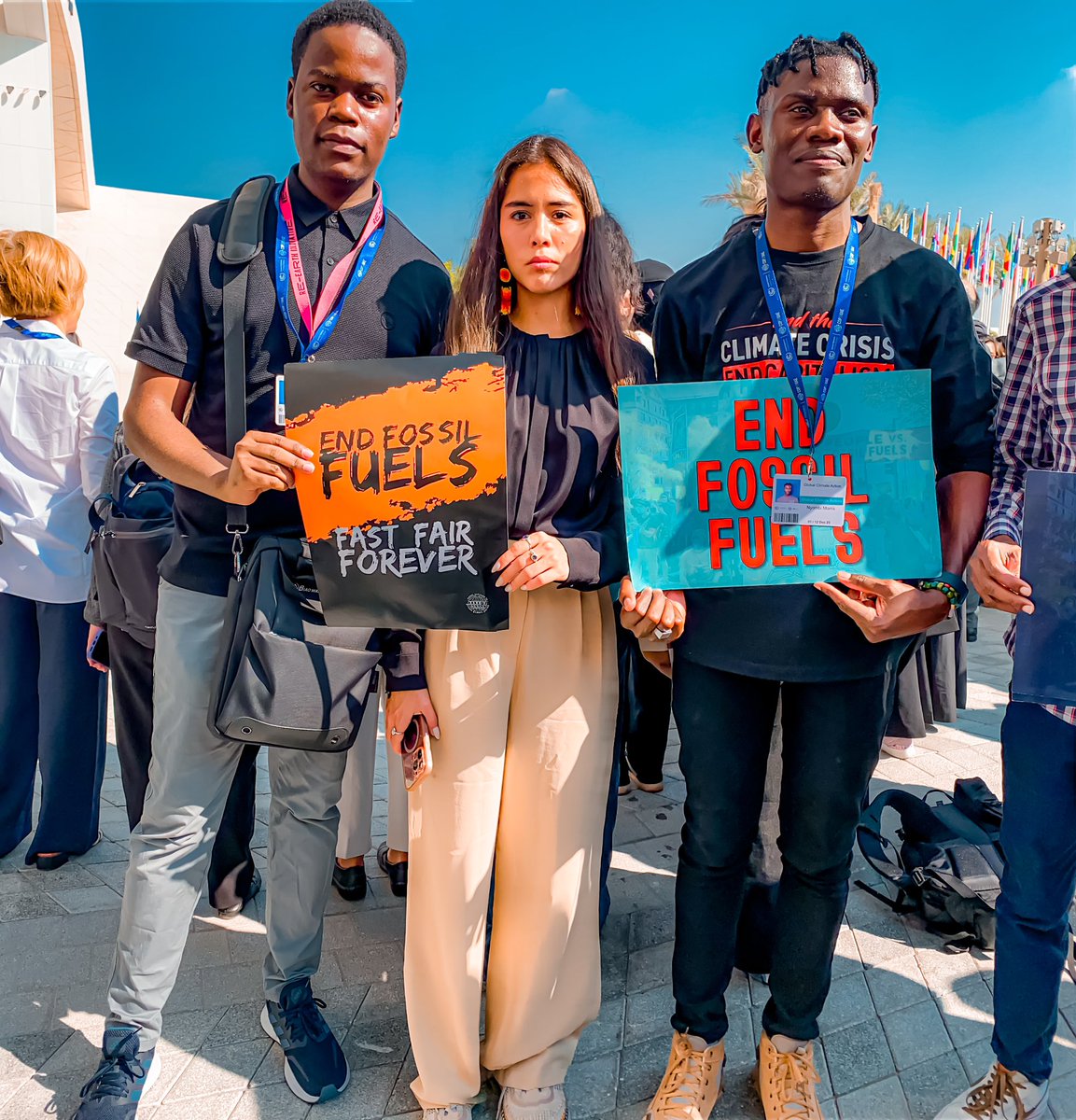 jonahkirabo's tweet photo. What a day #COP28!

I began with an #EndFossilFuel climate strike to show solidarity with our colleagues on the frontlines of the #climatecrisis. 

Later, I participated in two panels at the #Uganda-n pavilion to discuss Climate Storytelling, something that I am passionate about. https://t.co/FZ02HFz2D2
