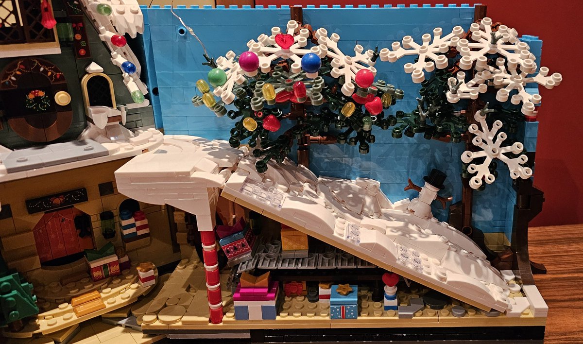 st_hennermann's tweet photo. #Klemmbausteine #Reobrix #ChristmasBook
In Abschnitt 7 kommen Bäume dazu. Und wie so oft bei Klemmbaustein-Sets, wenn es um Bäume geht: das ist eher etwas nervig, weil es eine frickelige Angelegenheit ist. So auch hier.
Das Ergebnis kann sich aber sehen lassen. https://t.co/kHoKaY27e8