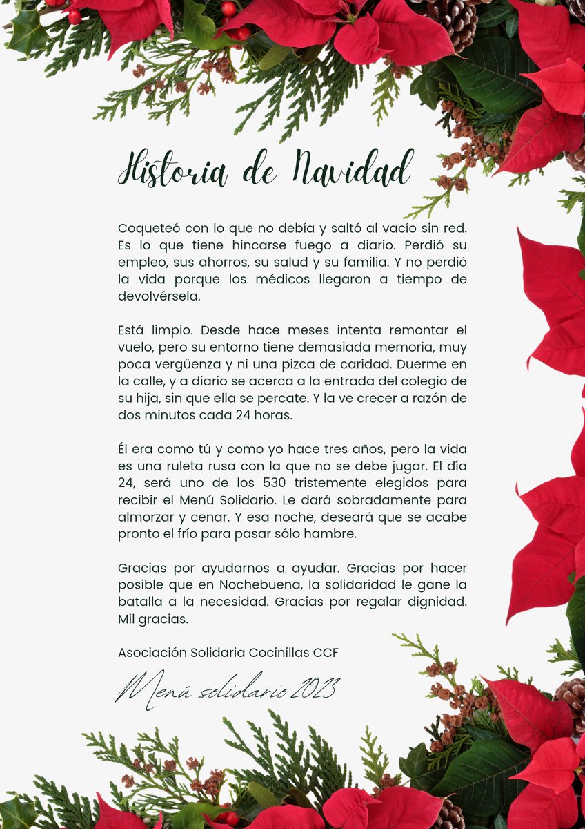 cocinillasccf's tweet photo. Hoy arrancamos nuestro cuarto #MenúSolidario en el que, esta vez, incrementamos hasta 530 personas necesitadas las que disfrutarán el próximo 24 de una cena abundante, rica y saludable. Por sólo 5 €, #RegalaUnaNochebuena. Envía Bizum al 04217. Gracias por ayudarnos a ayudar. https://t.co/X9ZP9cNvu5