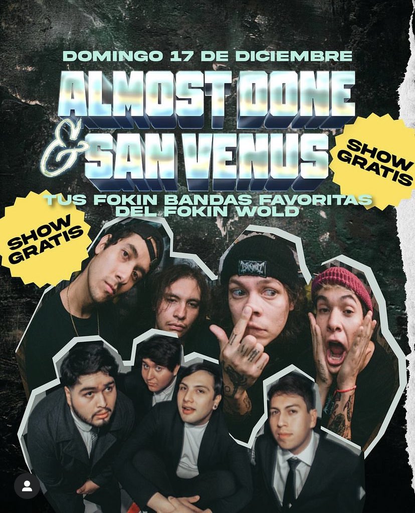 GUADALAJARA querían show antes de que acabara el año y aquí está con nuestros amigos almost Done, nos vemos el 17 de Diciembre a las 5:00 p.m. en el foro RED RUM (arriba del bar Red Rum) 
A quienes vemos aquí?🤍