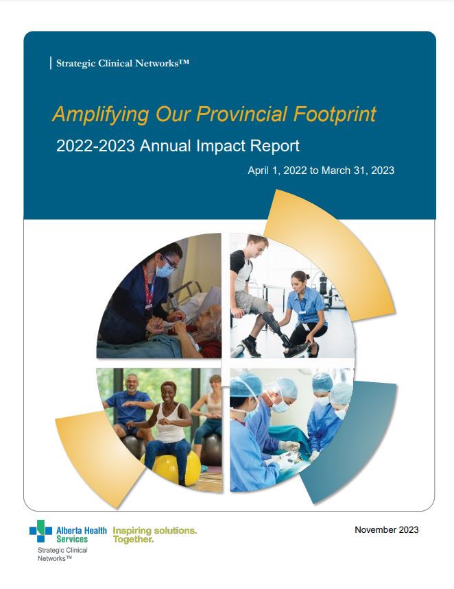 .The 2022-2023 SCN Annual Impact Report is available online: albertahealthservices.ca/assets/about/s… This report highlights the work of Alberta’s Strategic Clinical Networks’ (SCNs) and Provincial Programs from April 2022 to March 2023 and its impact on health and care in Alberta.