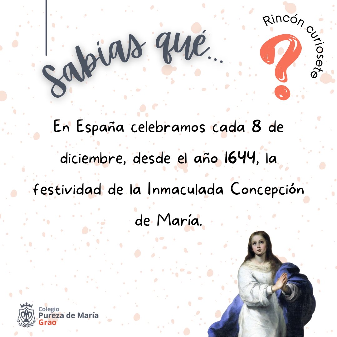 pmariagrao's tweet photo. ¿Sabías el origen de la festividad de la Inmaculada Concepción?
#inmaculadaconcepción #delobuenolomejor #100añoseducando #colegioconcertado #colegioconcertadocatólico #colegioconcertadovalencia #colegiocatólicovalencia #pmaria #pmariagrao #purezademaria #purezademariagrao https://t.co/OnLbP0qFpk