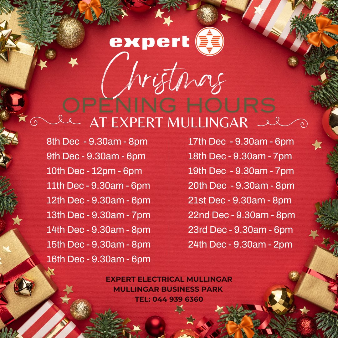 ExpertMullingar's tweet photo. Christmas is fast approaching and we have plenty of lovely gift ideas in store🎁  We are open later hours from now until christmas eve. https://t.co/wddLBjaUgw