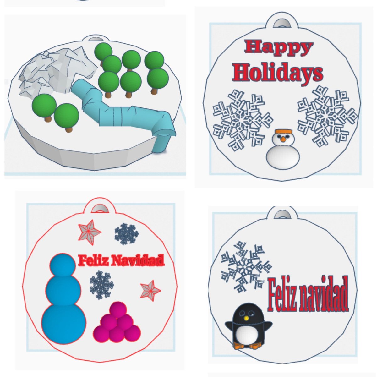 BishopArtsSTEAM's tweet photo. This evening, at the winter program, our 5th graders will be selling their 3D printed ornaments! Here are a few of their @tinkercad designs that they printed on the @makerbot printer. $5 each! Great work 5th grade! https://t.co/BhJWspGzwc