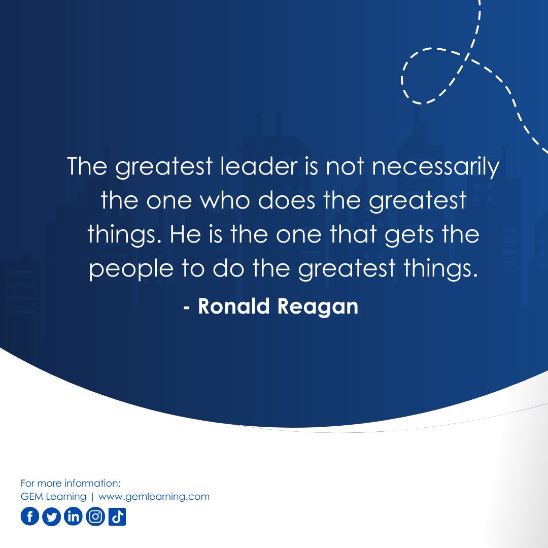 GemLearning's tweet image. Words of wisdom from Ronald Reagan: &apos;The greatest leader is not necessarily the one who does the greatest things. He is the one that gets the people to do the greatest things.&apos; 💪 #LeadershipQuotes #RonaldReagan