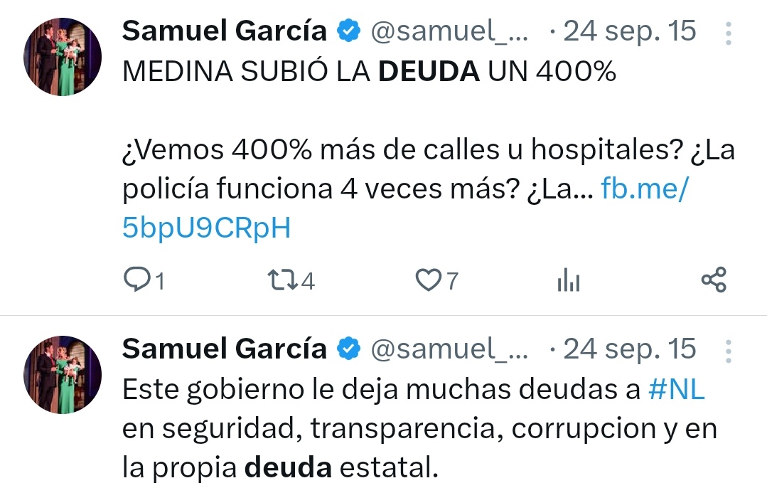 Dónde está el <a href="/samuel_garcias/">Samuel García</a> POPULISTA que es estaba en contra de la deuda?